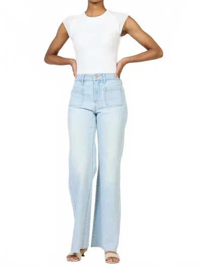 Dear John Denim Micah Mid Rise Wide Leg Jeans In Misty Cloud In Blue