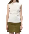 Dear John Denim Micro Ruffle Trim Tank In White In Neutral