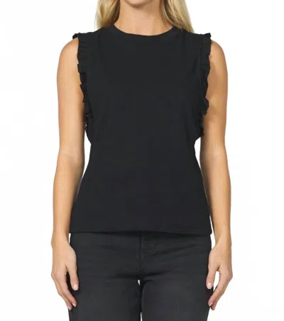 Dear John Denim Micro Ruffle Trim Tank Top In Black