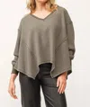 Dear John Denim Miranda V-neck Oversized Thermal Top In Dark Olive In Green
