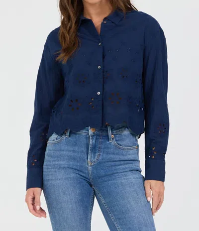 Dear John Denim Miranda Cropped Button Down Shirt In Riviera Black Iris In Pattern