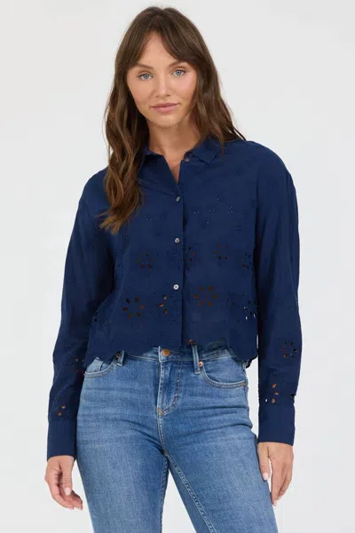 Dear John Denim Miranda Embroidered Top In Riviera Black Iris In Blue
