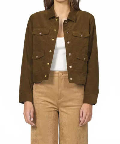 Dear John Denim Montana Go-getter Corduroy Utility Jacket In Dark Olive In Brown