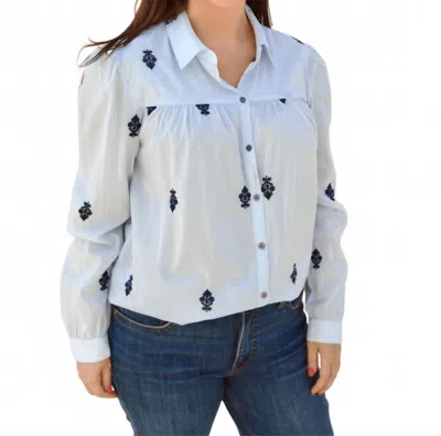 Dear John Denim Nasrin Button Down Shirt In Milky Blue In White