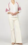 Dear John Denim New Song V-neck Button Front Top In White In White