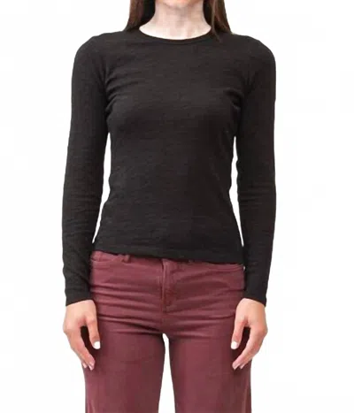 Dear John Denim Nona Slub Long Sleeve Crew Neck Tee In Black In Pattern