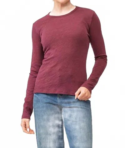 Dear John Denim Nona Slub Long Sleeve Crew Neck Tee In Pomegranate In Red