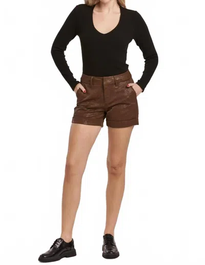Dear John Denim North Hampton High Rise Vegan Leather Short In Brown Snake