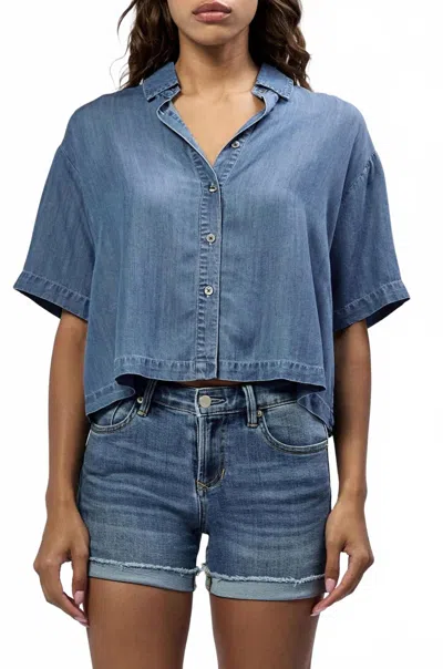 Dear John Denim Nowhere Else Button Front Top In Blue
