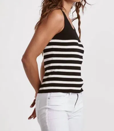DEAR JOHN DENIM OAK SCOOP NECK TANK TOP IN BLACK/WHITE