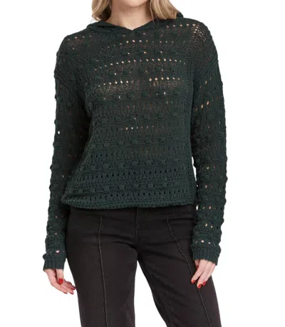 Dear John Denim Olsen Pointelle Hoodie Sweater In Dark Moss In Green