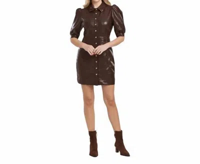 Dear John Denim Ophelia Puff Sleeve Mini Dress In Ground Coffee In Multi