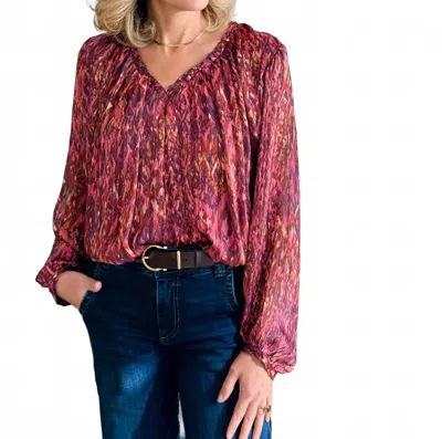 Dear John Denim Piaf V-neck Blouse In Pomegranate Flame In Red