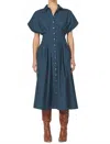 Dear John Denim Plisse Midi Dress In Deep Teal Stripe In Multi
