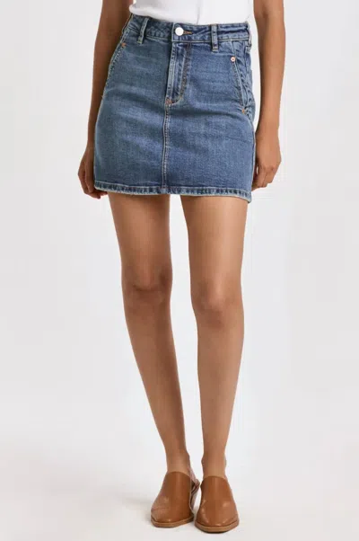 Dear John Denim Quincy Classic Dark Denim Skirt In Blue