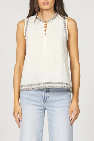 Dear John Denim Raja Novelty Sleeveless Top In Ivory In White