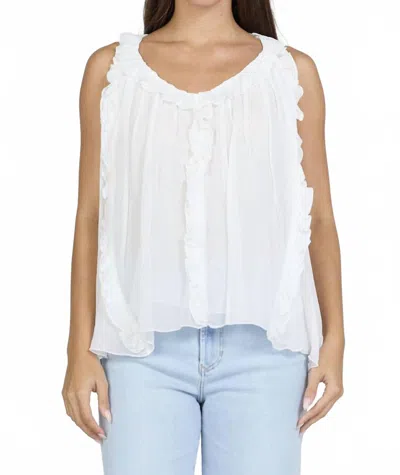 Dear John Denim Renata Ruffle Scoop Neck Top In White