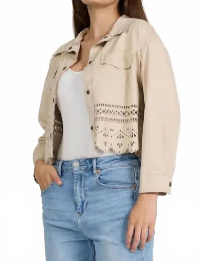 Dear John Denim Retta Faux Suede Laser Cut Shirt In Bone In Multi