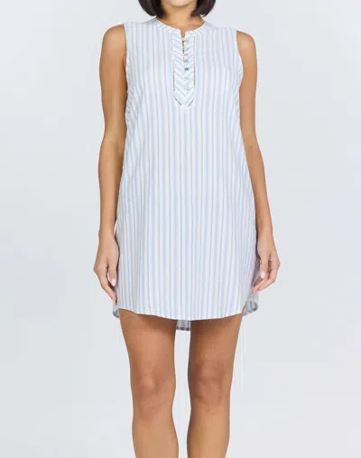 Dear John Denim Risha Stripe Button Front Shirtdress In Skyway In Blue