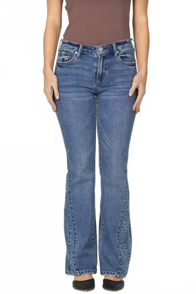 Dear John Denim Rosa Mid Rise Flare Jeans In Pool Wave In Animal Print
