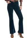 Dear John Denim Rosa Mid Rise Full Inseam Flare Pants In Teal Velveteen In Blue