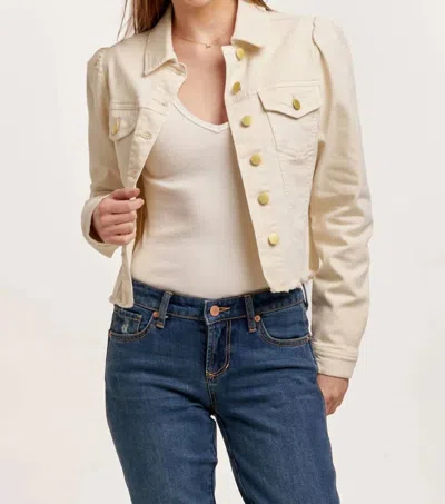 Dear John Denim Roselyn Cut Off Jacket In Wheat In Gold