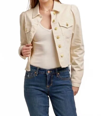 Dear John Denim Roselyn Puff Sleeve Jacket In Wheat In Neutral