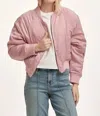 Dear John Denim Samaria Relaxed Bomber Jacket In Satin Pink In Black