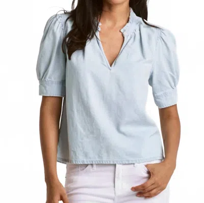 Dear John Denim Sarah Soft Denim Short Sleeve Top In Light Blue