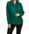 Dear John Denim Birdie Button Up Blouse In Deep Emerald In Green