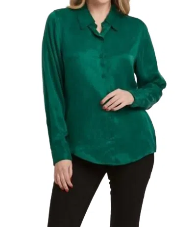 Dear John Denim Satin Blouse In Deep Emerald In Green