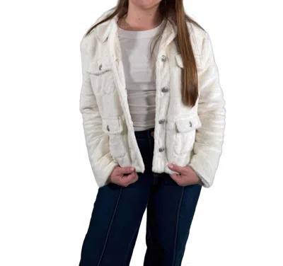 Dear John Denim Sherpa Button-front Jacket In Soft Cream In White