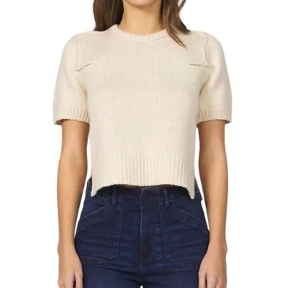 Dear John Denim Short Sleeve Knit Sweater Top In Natural In Gold