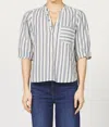 Dear John Denim Sidney Top In Dark Blue Stripe In Blue