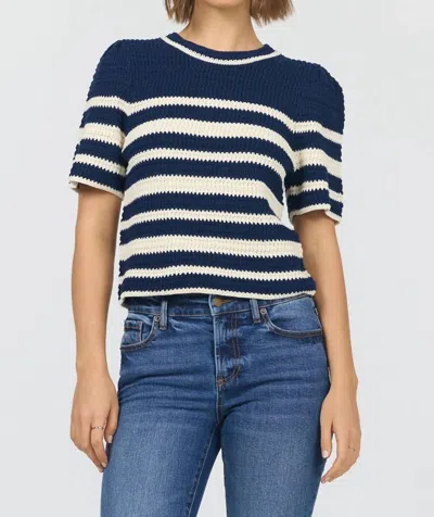 Dear John Denim Simone Short Sleeve Sweater In Navy In Multi