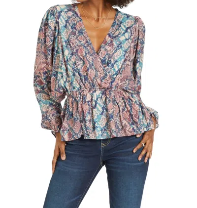 Dear John Denim Sonya Viper Top In Blue In Multi