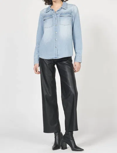 Dear John Denim Star Denim Shirt In Light Wash In Blue