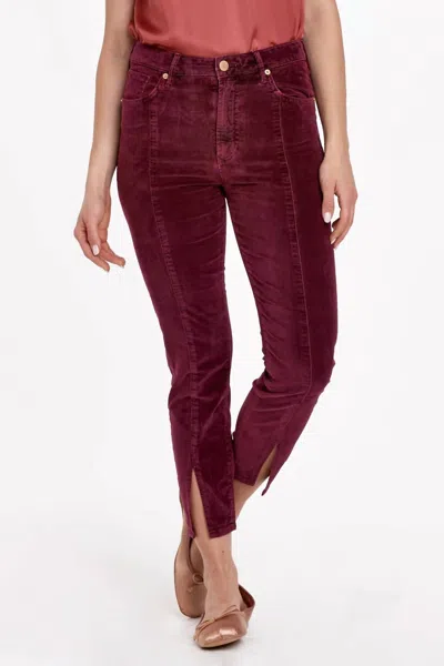 Dear John Denim Stella Super High Rise Ankle Slim Straight Pants In Burgundy In Red