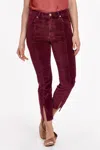 DEAR JOHN DENIM STELLA SUPER HIGH RISE ANKLE SLIM STRAIGHT PANTS IN BURGUNDY