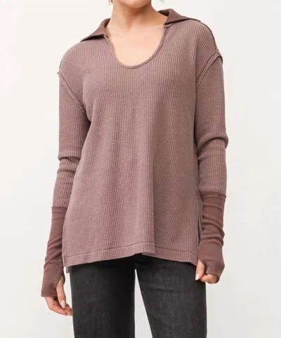 Dear John Denim Tanya Long Sleeve Top In Maroon In Multi