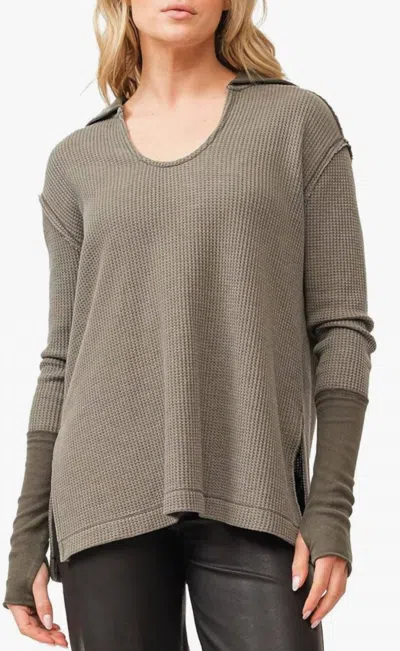 Dear John Denim Tanya V-neck Oversized Long Sleeve In Sage Green