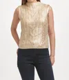 Dear John Denim Tatiana Round Neck Sleeveless Fitted Sweater In Ivory With Rose Gold In Gold