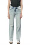 Dear John Denim Taylor High Rise Straight Leg Jean In Waves In Blue