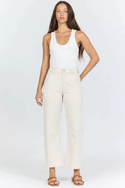 Dear John Denim Teddi Barrel Leg Pants In Sand Stripe In Neutral