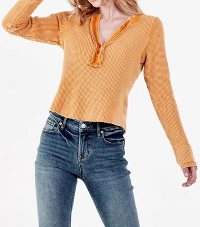 Dear John Denim Luna Thermal Placket Top In Golden Glow In Orange