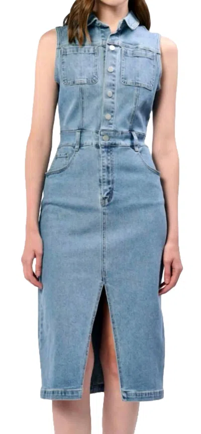 Dear John Denim Trish Sleeveless Denim Dress In Oasis In Blue