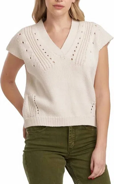 Dear John Denim Una V Neck Sweater Top In Ivory In Brown