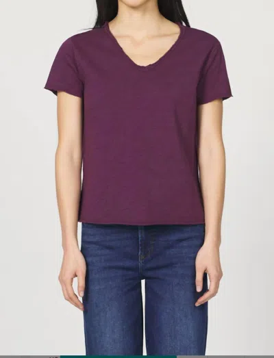 Dear John Denim V-neck Raw Hem Tee In Fig In Purple