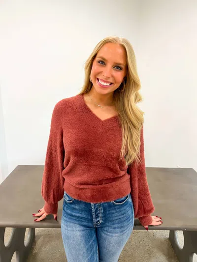 Dear John Denim Valli Plush Sweater In Withered Rose In Red