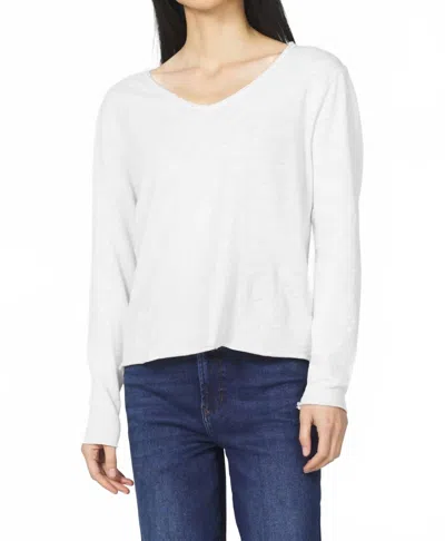 Dear John Denim Vanna V-neck Long Sleeve Slub Tee In White